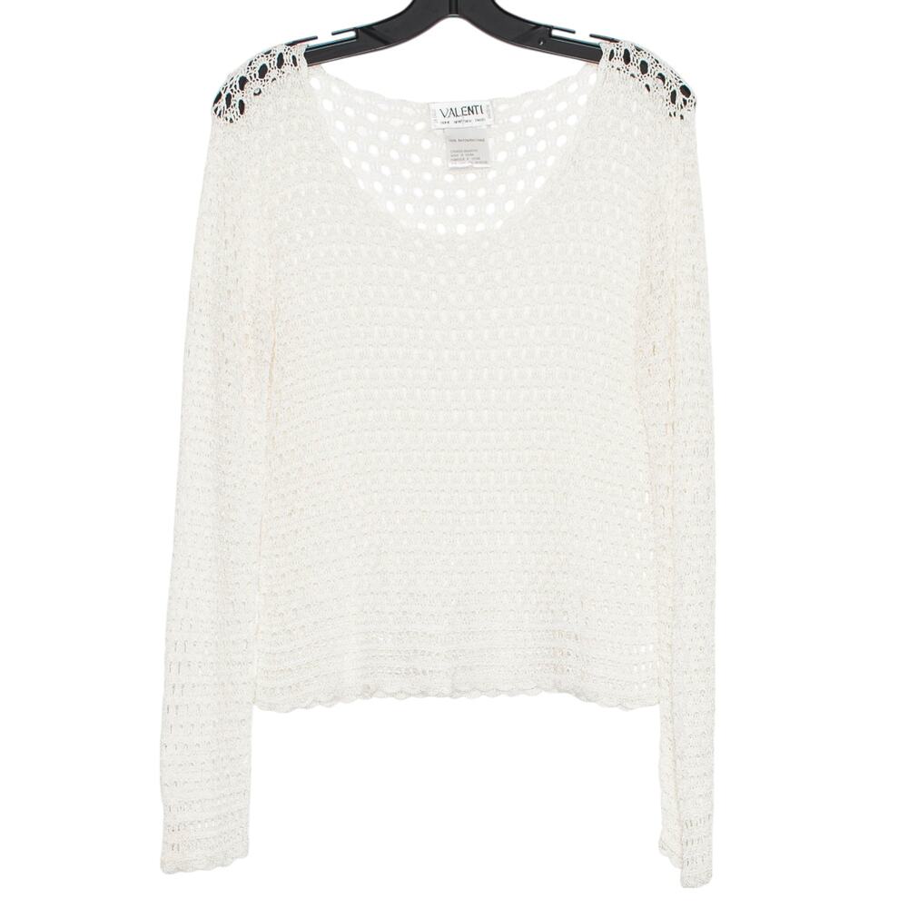 Vintage Valenti Top Ivory S Boho Crochet Open Knit Festival Beachy Cottagecore